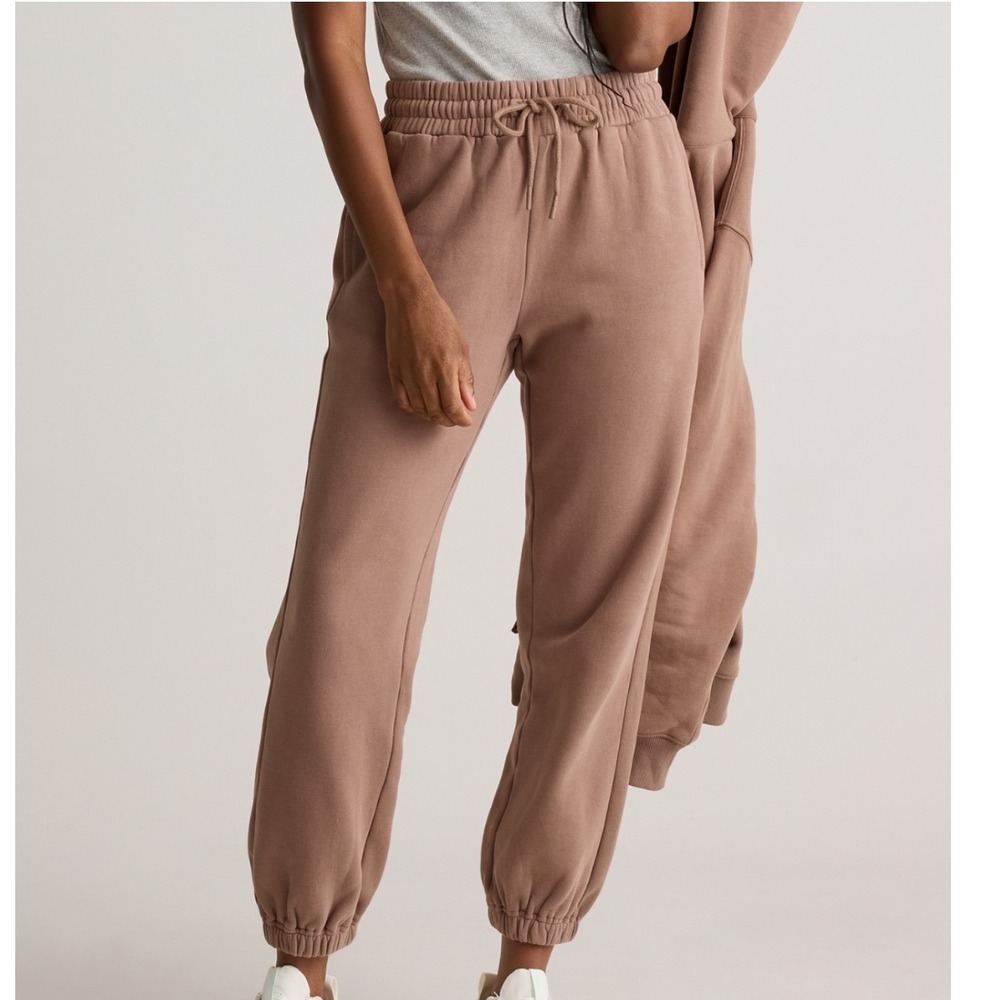 Quince Organic Heavyweight Fleece Boyfriend Sweatpants Brown XS